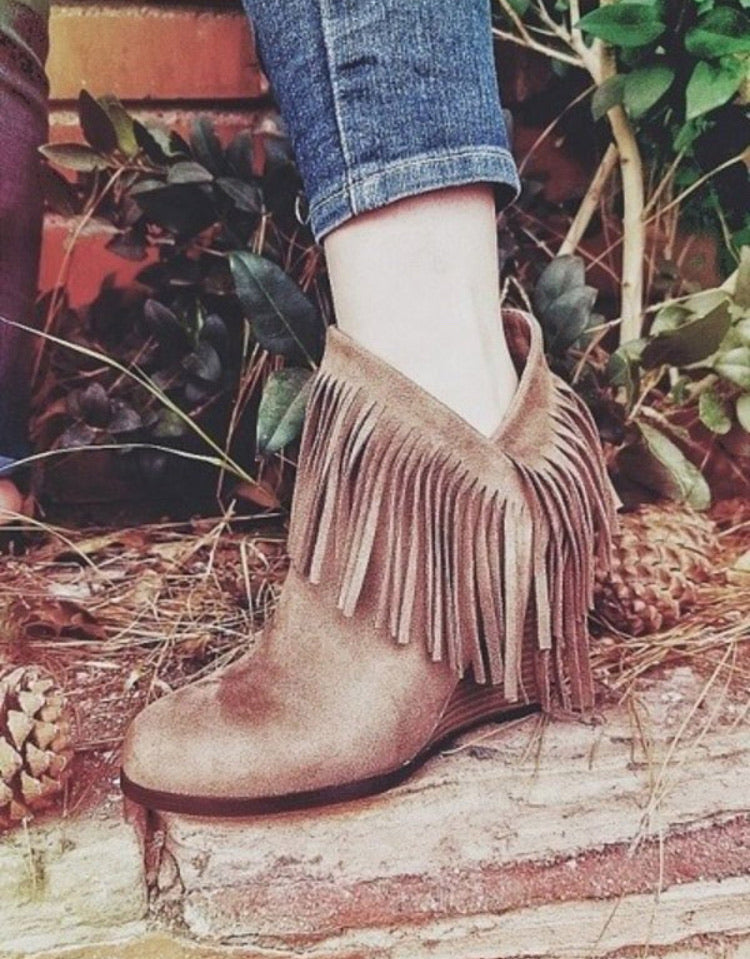 Sophia-suede bootie wedges