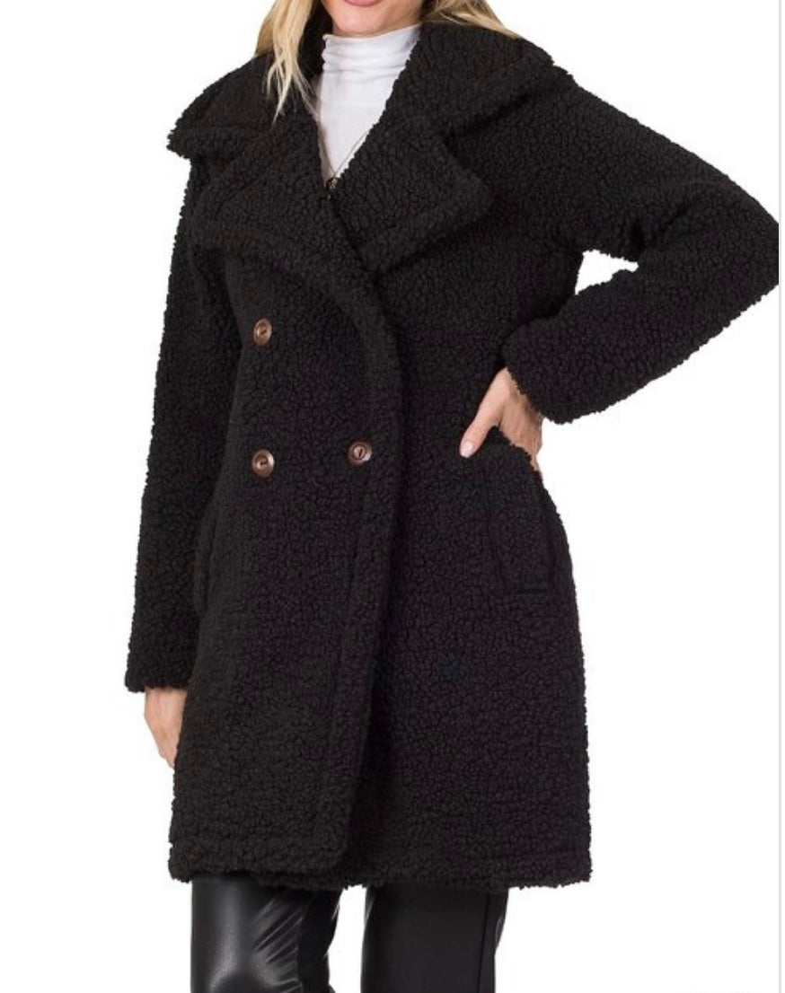 BLACK TEDDY SHERPA COAT