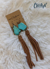 Load image into Gallery viewer, Presley Turquoise Tassel Earrings
