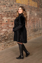 Load image into Gallery viewer, Black Velvet long sleeve dress
