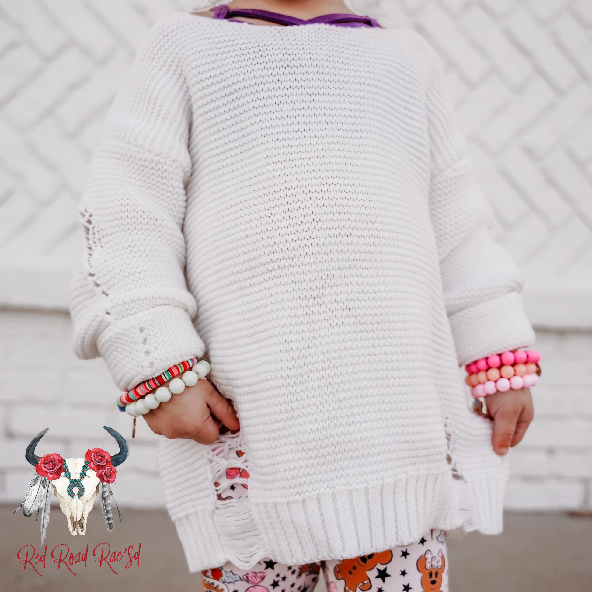 Chunky distressed white sweater