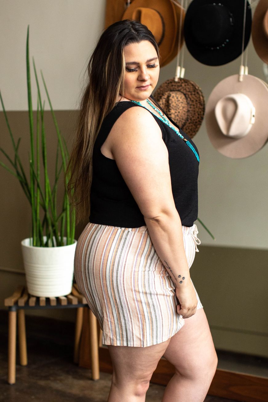 Stripes Linen Shorts
