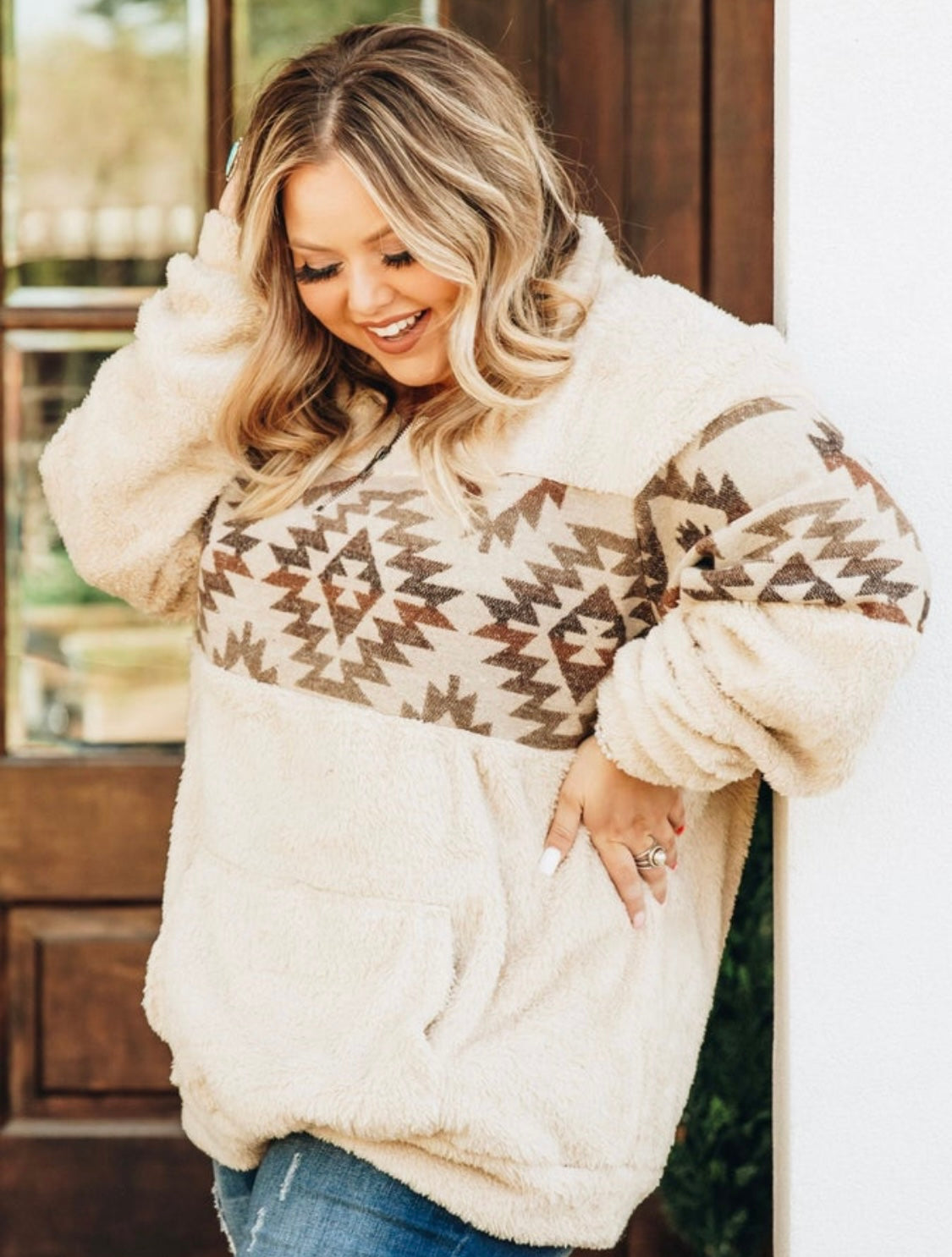 Cloaked in Aztec Sherpa Pullover